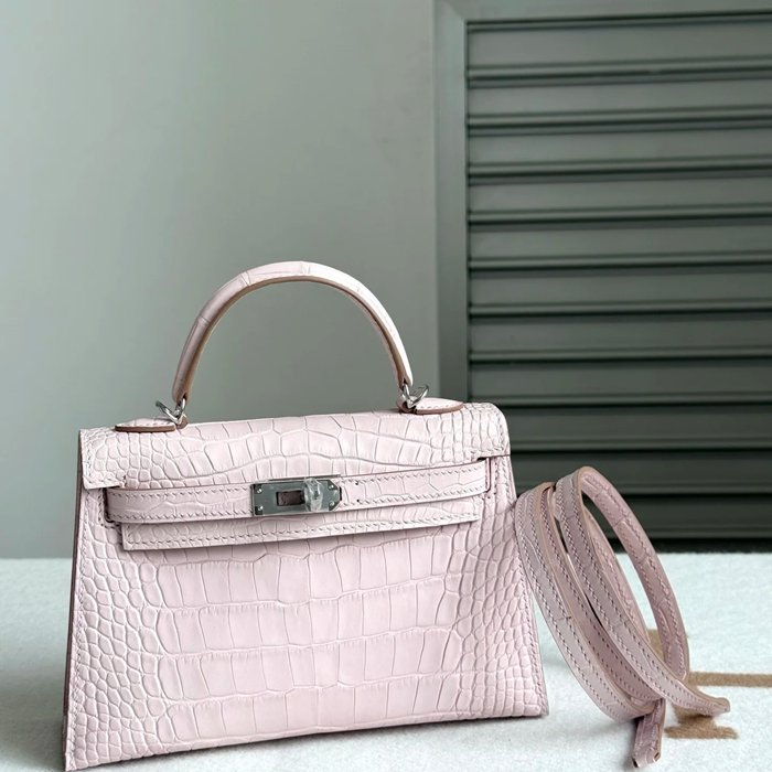 HERMES ケリー 19cm ワニ革 パープル ショルダーバッグ 高品質 19cm Kelly 19cm サイズ:19cm