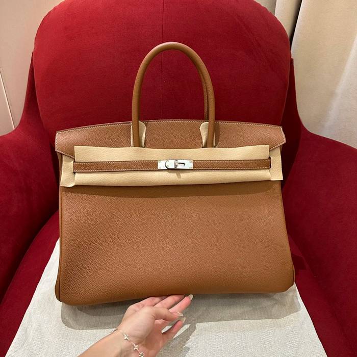 HERMES バーキン 40cm カーフレザー ブラウン ハンドバッグ セミハンドメイド 金具ゴールド/シルバー 40cm Birkin 40cm サイズ:40cm