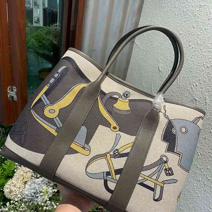 HERMES ガーデン 36cm カーフレザー ハンドバッグ セミハンドメイド 36cm Garden 36cm サイズ:36cm