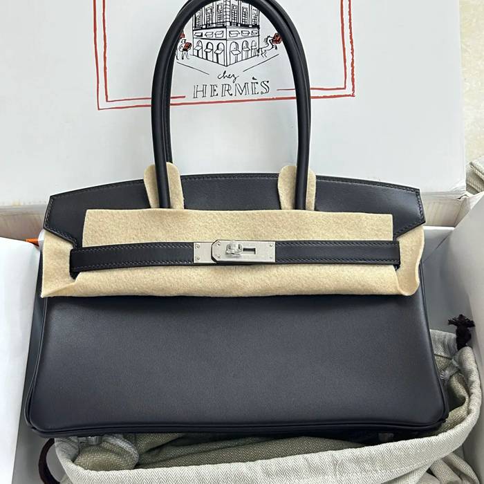 HERMES バーキン 29cm カーフスキン ブラック 斜め掛けバッグ セミハンドメイド 高級感 29cm Birkin 29cm サイズ:29cm