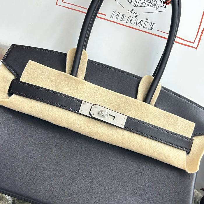 HERMES バーキン 29cm カーフスキン ブラック 斜め掛けバッグ セミハンドメイド 高級感 29cm Birkin 29cm サイズ:29cm