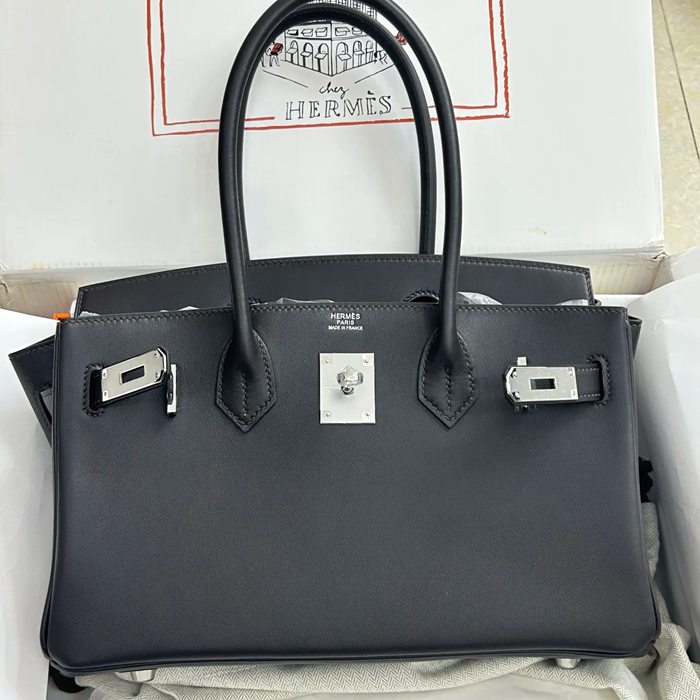HERMES バーキン 29cm カーフスキン ブラック 斜め掛けバッグ セミハンドメイド 高級感 29cm Birkin 29cm サイズ:29cm