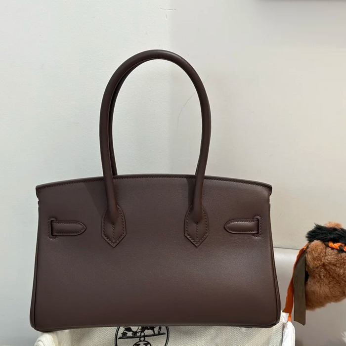 HERMES バーキン 29cm カーフスキン エボニー色 ショルダーバッグ セミハンドメイド 金具シルバー 29cm Birkin 29cm サイズ:29cm