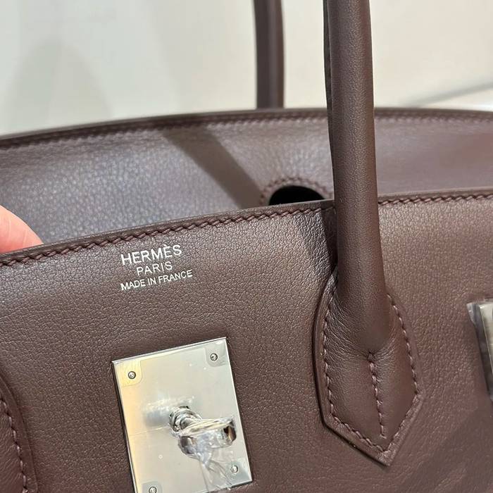 HERMES バーキン 29cm カーフスキン エボニー色 ショルダーバッグ セミハンドメイド 金具シルバー 29cm Birkin 29cm サイズ:29cm