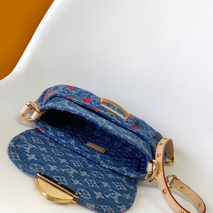 LOUIS VUITTON M13680 牛皮 モノグラム デニム ハンドバッグ 27x18cm サイズ:27x18cm