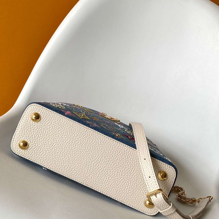 LOUIS VUITTON M12947 牛皮 モノグラム デニム ハンドバッグ チェーンフラップ 21x13.6cm サイズ:21x13.6cm