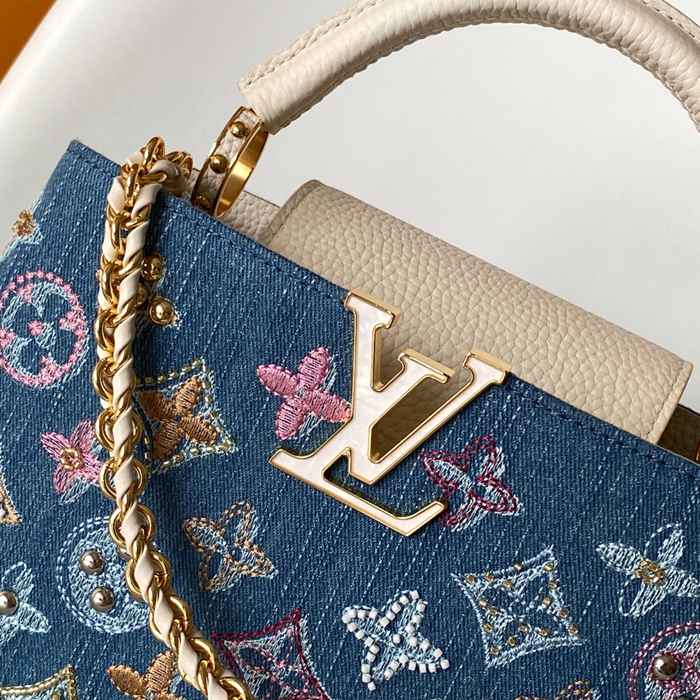 LOUIS VUITTON M12947 牛皮 モノグラム デニム ハンドバッグ チェーンフラップ 21x13.6cm サイズ:21x13.6cm
