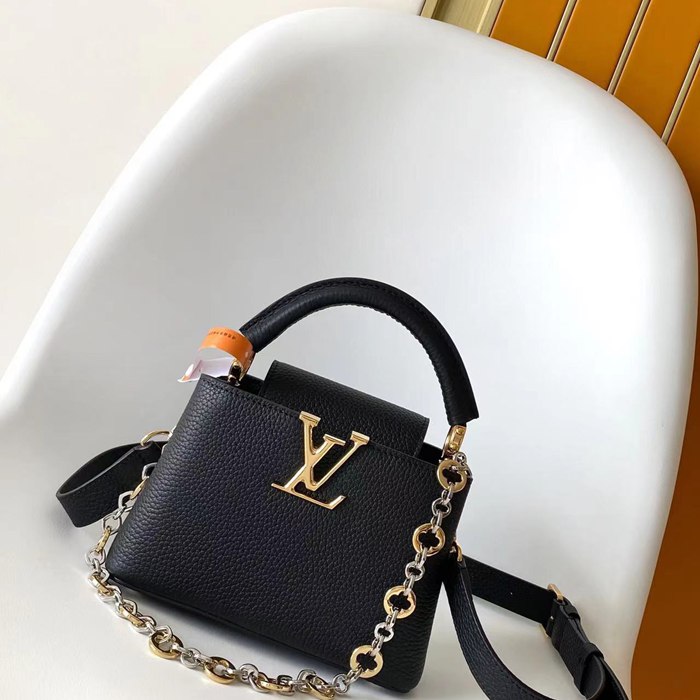 LOUIS VUITTON M12936 牛皮 モノグラム ブラック ハンドバッグ チェーンフラップ 21x12cm サイズ:21x12cm