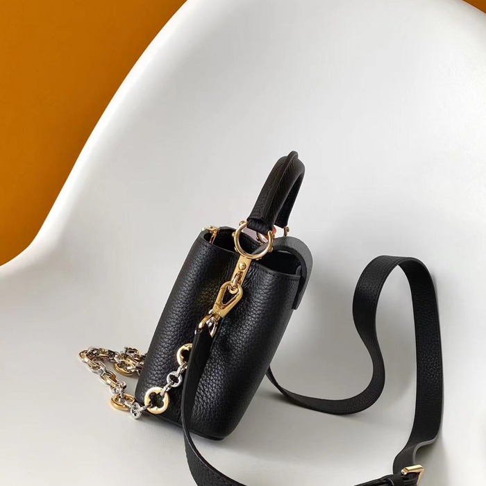 LOUIS VUITTON M12936 牛皮 モノグラム ブラック ハンドバッグ チェーンフラップ 21x12cm サイズ:21x12cm