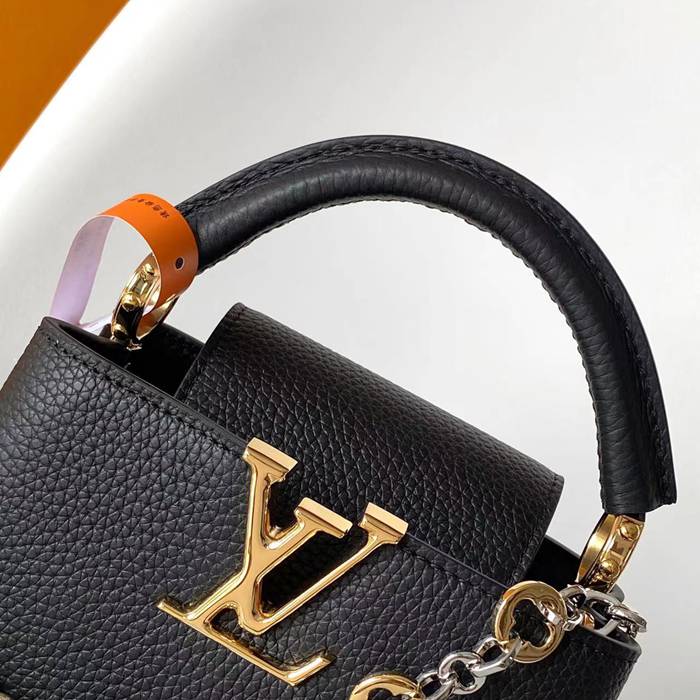 LOUIS VUITTON M12936 牛皮 モノグラム ブラック ハンドバッグ チェーンフラップ 21x12cm サイズ:21x12cm