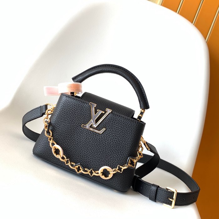 LOUIS VUITTON M14381 牛皮 モノグラム ブラック ハンドバッグ チェーンフラップ 22x12cm サイズ:22x12cm LOUIS VUITTON M14381 牛皮 モノグラム ブラック ハンドバッグ チェーンフラップ 22x12cm サイズ:22x12cm