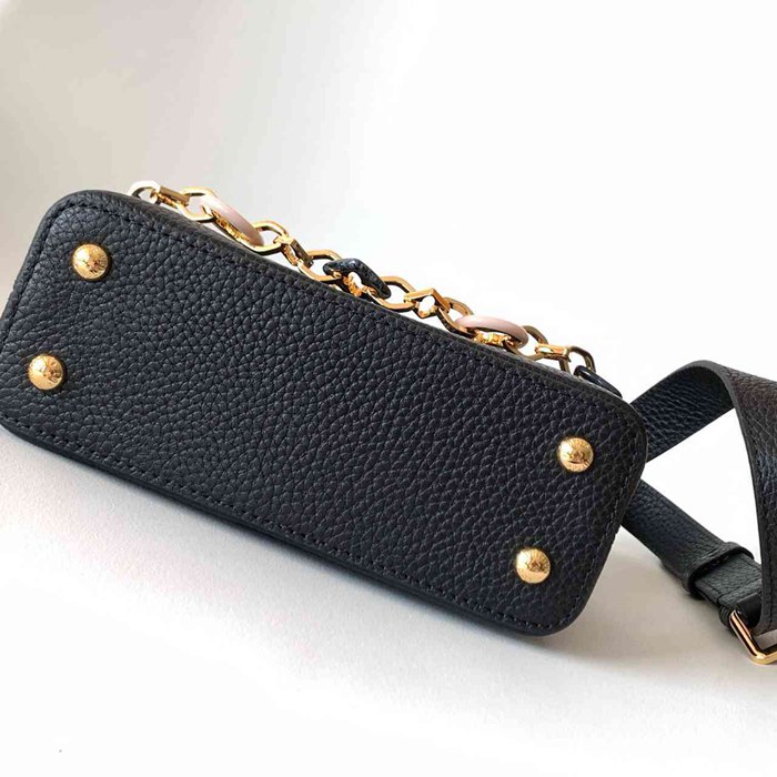 LOUIS VUITTON M14381 牛皮 モノグラム ブラック ハンドバッグ チェーンフラップ 22x12cm サイズ:22x12cm