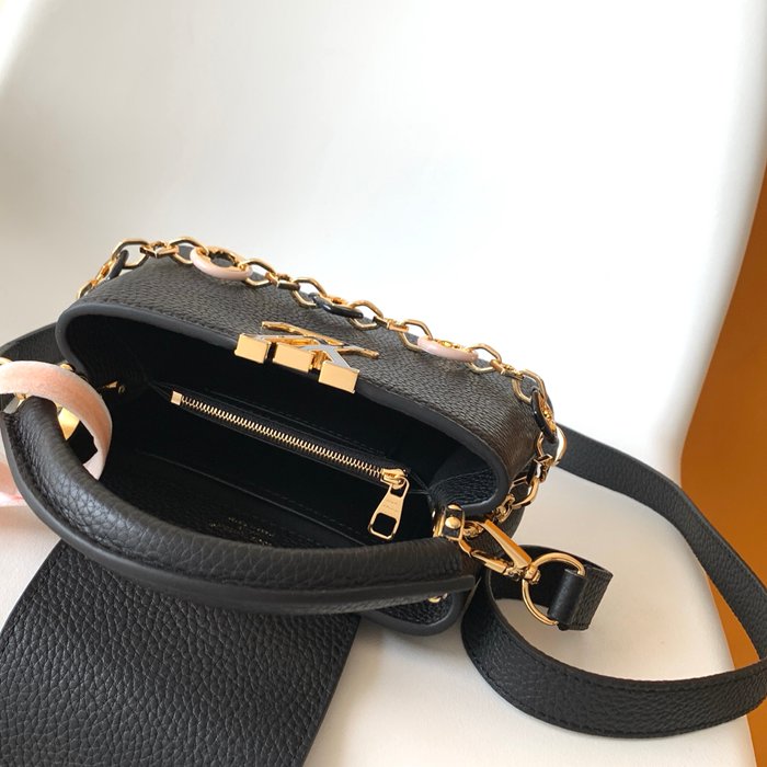 LOUIS VUITTON M14381 牛皮 モノグラム ブラック ハンドバッグ チェーンフラップ 22x12cm サイズ:22x12cm