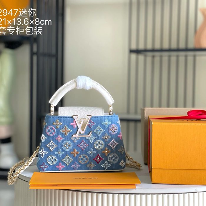 LOUIS VUITTON M12947 デニム モノグラム ホワイト 斜め掛けバッグ 斜め掛け手提げ 21x13.6cm サイズ:21x13.6cm LOUIS VUITTON M12947 デニム モノグラム ホワイト 斜め掛けバッグ 斜め掛け手提げ 21x13.6cm サイズ:21x13.6cm