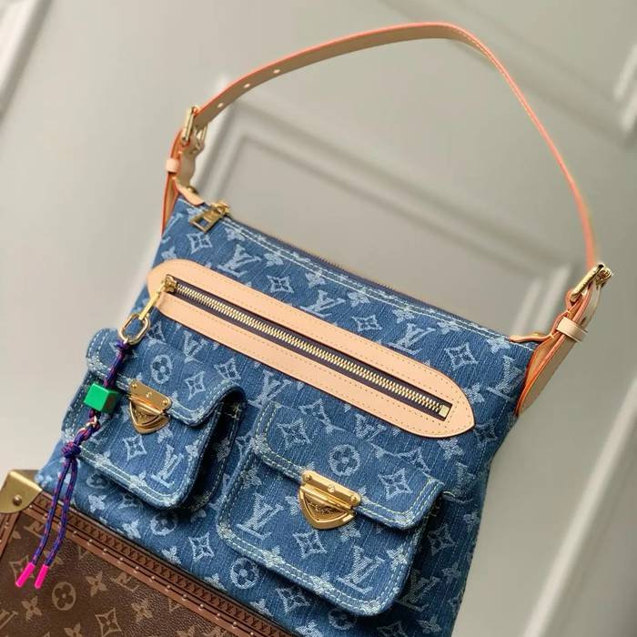 LOUIS VUITTON M27329 デニム 配色 デニム ショルダーバッグ レディースショルダー 30x22x13cm サイズ:30x22x13cm LOUIS VUITTON M27329 デニム 配色 デニム ショルダーバッグ レディースショルダー 30x22x13cm サイズ:30x22x13cm
