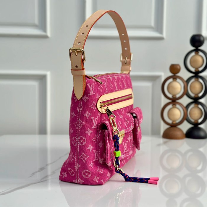 LOUIS VUITTON M28266 デニム 配色 ブルー ショルダーバッグ レディースショルダーチェーン サイズ:30.0x22.0x13.0cm
