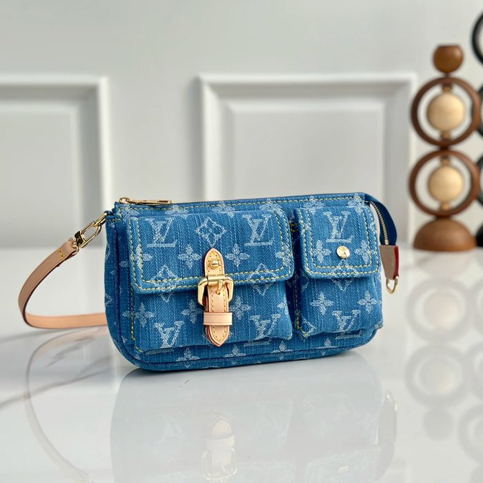 LOUIS VUITTON M27602 牛皮 ブルー 斜め掛けバッグ レディース斜め掛け脇下 23.5x14cm サイズ:23.5x14cm LOUIS VUITTON M27602 牛皮 ブルー 斜め掛けバッグ レディース斜め掛け脇下 23.5x14cm サイズ:23.5x14cm