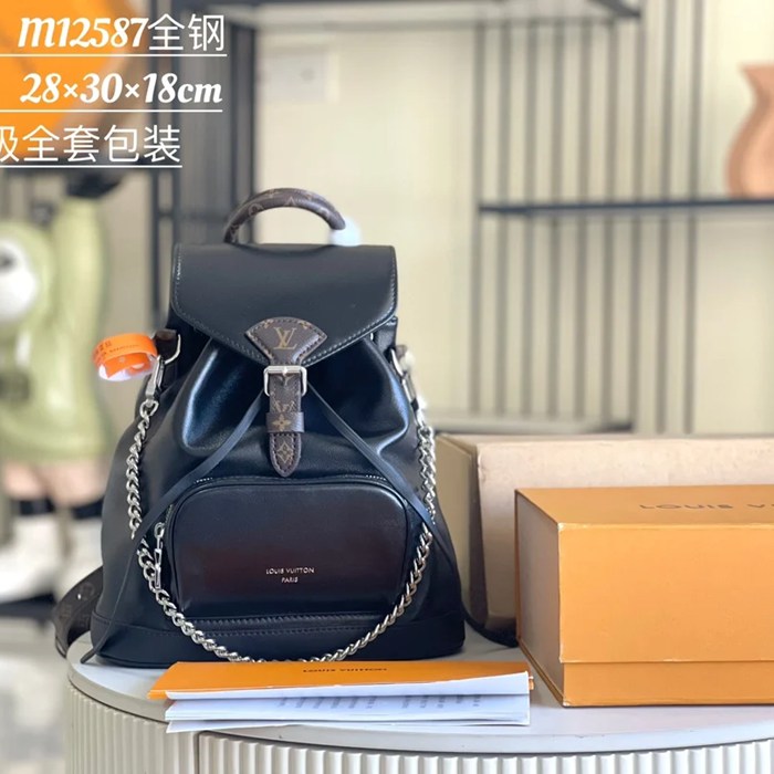 LOUIS VUITTON M12587 牛皮 ブラック ハンドバッグ リュック 30x28x18cm サイズ:30x28x18cm LOUIS VUITTON M12587 牛皮 ブラック ハンドバッグ リュック 30x28x18cm サイズ:30x28x18cm
