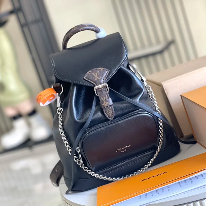 LOUIS VUITTON M12587 牛皮 ブラック ハンドバッグ リュック 30x28x18cm サイズ:30x28x18cm