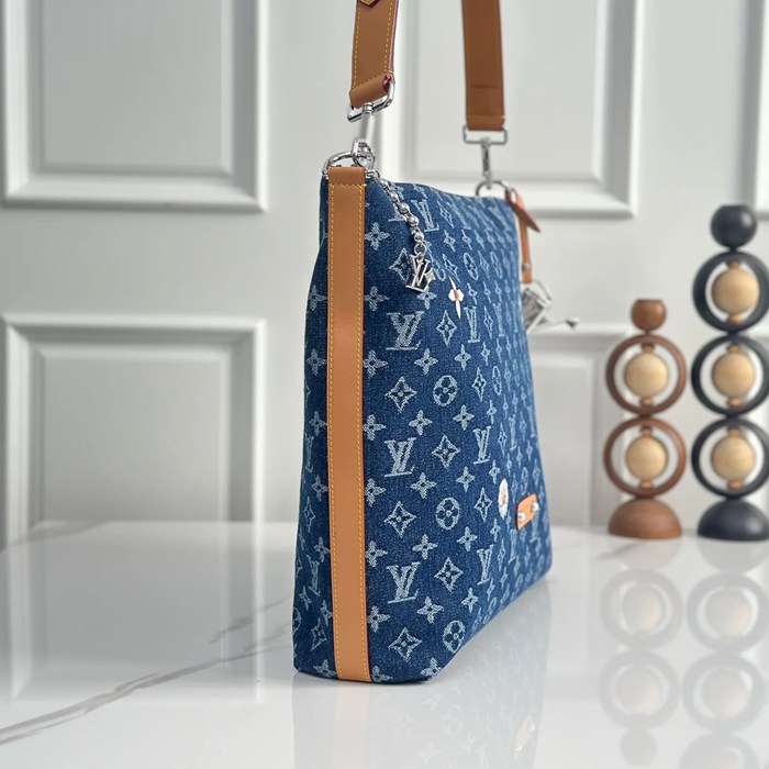 LOUIS VUITTON M27555 デニム モノグラム ブルー ショルダーバッグ レディースショルダー手提げチェーン 48x38x14cm サイズ:48x38x14cm