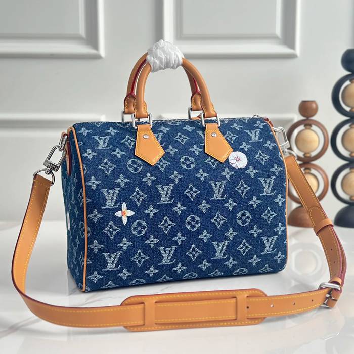 LOUIS VUITTON M27556 デニム モノグラム ブルー 斜め掛けバッグ レディース斜め掛けショルダー手提げ 34x22x19cm サイズ:34x22x19cm