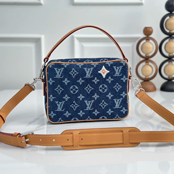 LOUIS VUITTON M27553 デニム モノグラム ブルー 斜め掛けバッグ レディース斜め掛けショルダー手提げ 25x17.5x11cm サイズ:25x17.5x11cm