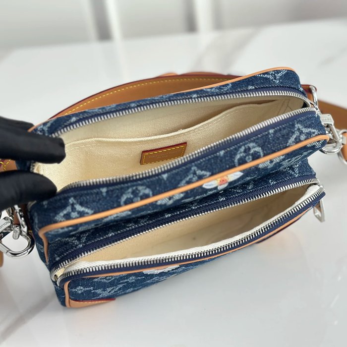 LOUIS VUITTON M27553 デニム モノグラム ブルー 斜め掛けバッグ レディース斜め掛けショルダー手提げ 25x17.5x11cm サイズ:25x17.5x11cm