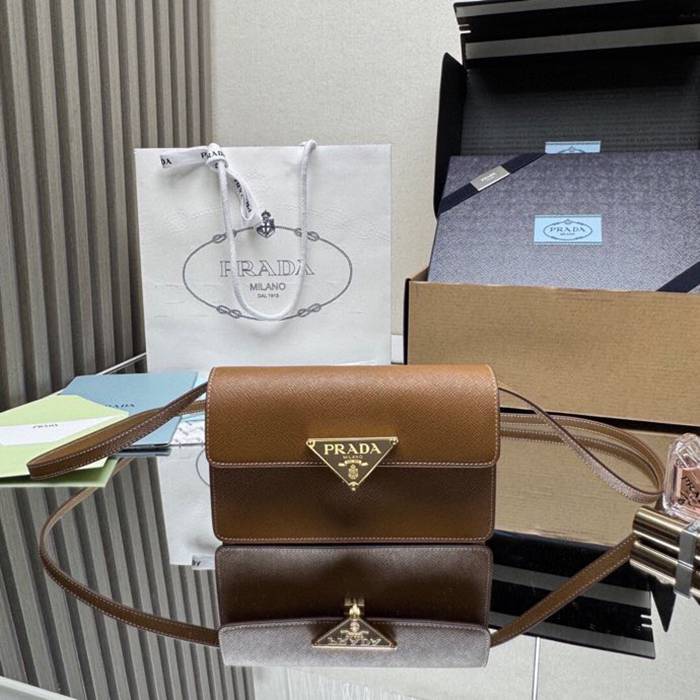 PRADA 5X18 カーフスキン、ラムレザー ゴールド ショルダーバッグ、ハンドバッグ クラシック、ミニ 24x18x11cm サイズ:24x18x11cm