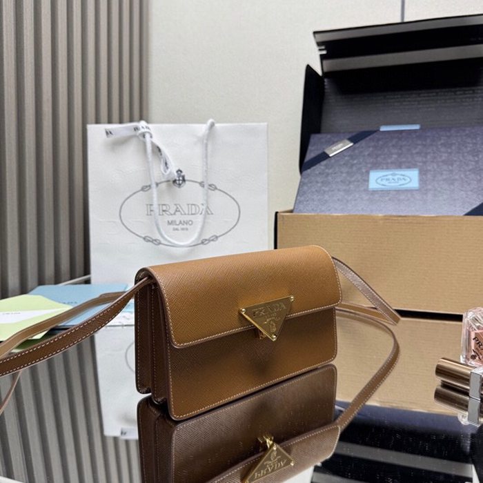 PRADA 5X18 カーフスキン、ラムレザー ゴールド ショルダーバッグ、ハンドバッグ クラシック、ミニ 24x18x11cm サイズ:24x18x11cm
