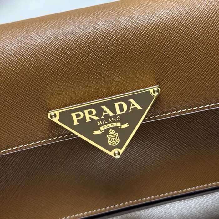 PRADA 5X18 カーフスキン、ラムレザー ゴールド ショルダーバッグ、ハンドバッグ クラシック、ミニ 24x18x11cm サイズ:24x18x11cm