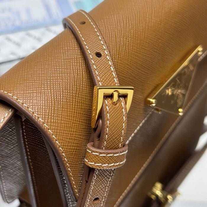 PRADA 5X18 カーフスキン、ラムレザー ゴールド ショルダーバッグ、ハンドバッグ クラシック、ミニ 24x18x11cm サイズ:24x18x11cm