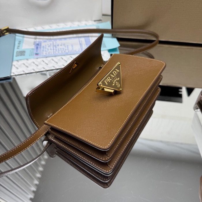 PRADA 5X18 カーフスキン、ラムレザー ゴールド ショルダーバッグ、ハンドバッグ クラシック、ミニ 24x18x11cm サイズ:24x18x11cm