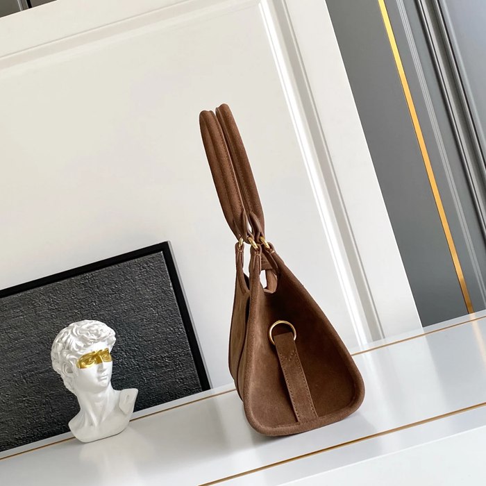 PRADA 1BG580 スエード ゴールド ショルダーバッグ、ハンドバッグ、トートバッグ トート、ミニ 26x18x12cm サイズ:26x18x12cm