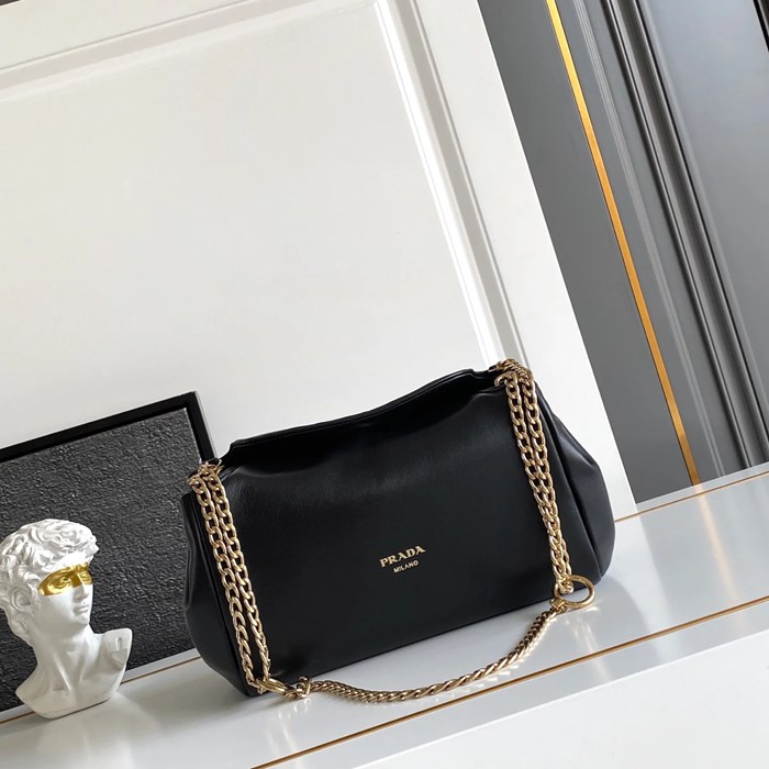 PRADA 1BD395 ラムレザー、レザー 斜め掛けバッグ、ショルダーバッグ、ハンドバッグ、チェーンバッグ、ハンドバッグ チェーン、ミニ 24x13x13cm サイズ:24x13x13cm