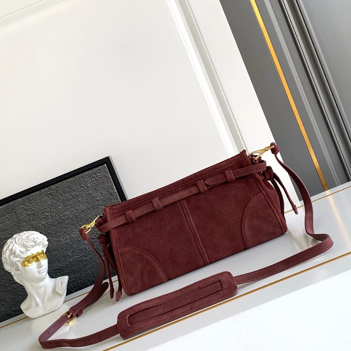 PRADA 1BH215 スエード 斜め掛けバッグ、ショルダーバッグ、リュックサック ヴィンテージ 26x14x12cm サイズ:26x14x12cm
