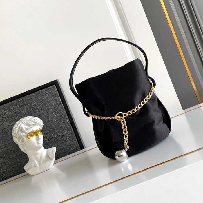 PRADA 1BE088 ナイロン、レザー ゴールド、プリント ショルダーバッグ、ハンドバッグ、チェーンバッグ、バケツバッグ ナイロン、チェーン 19x15cm サイズ:19x15cm