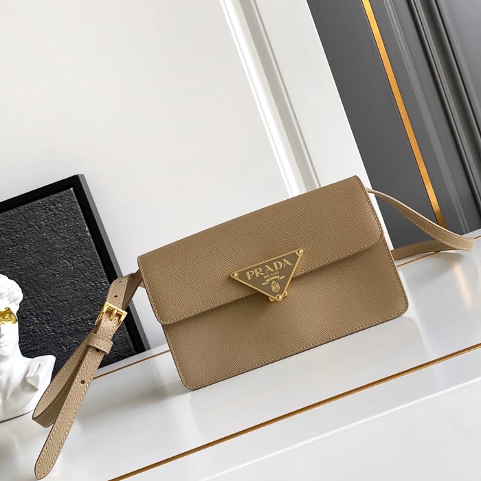 PRADA 1BD386 カーフスキン、ラムレザー ゴールド 斜め掛けバッグ、ショルダーバッグ、ハンドバッグ クラシック、ミニ 24x18x11cm サイズ:24x18x11cm