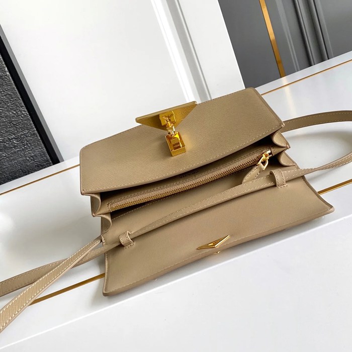 PRADA 1BD386 カーフスキン、ラムレザー ゴールド 斜め掛けバッグ、ショルダーバッグ、ハンドバッグ クラシック、ミニ 24x18x11cm サイズ:24x18x11cm