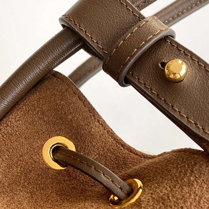 PRADA 1BE087 スエード 斜め掛けバッグ、ショルダーバッグ、ハンドバッグ、バケツバッグ クラシック 22x21x10cm サイズ:22x21x10cm