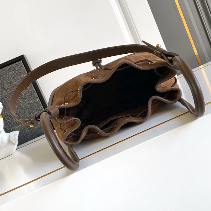 PRADA 1BE087 スエード 斜め掛けバッグ、ショルダーバッグ、ハンドバッグ、バケツバッグ クラシック 22x21x10cm サイズ:22x21x10cm
