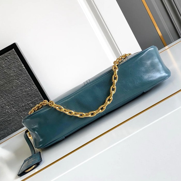 PRADA 1BC221 レザー ホワイト、ゴールド 斜め掛けバッグ、チェーンバッグ チェーン、クラシック 26x12cm サイズ:26x12cm