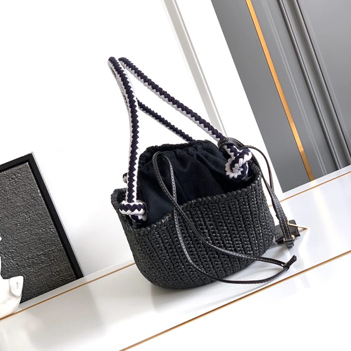 PRADA 1BA463 編み、レザー ゴールド ショルダーバッグ 編み、ヴィンテージ 26x14x11cm サイズ:26x14x11cm