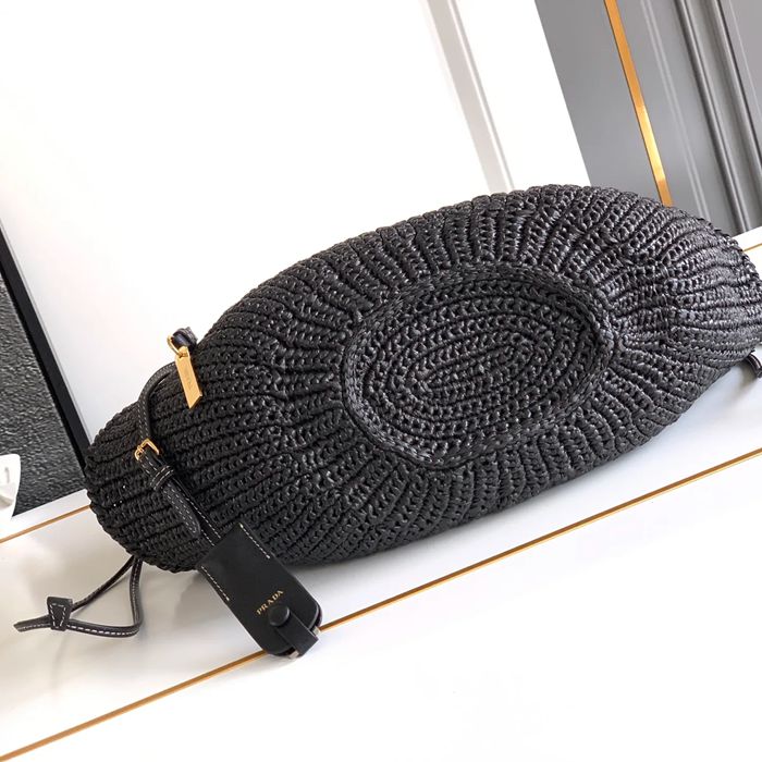 PRADA 1BA463 編み、レザー ゴールド ショルダーバッグ 編み、ヴィンテージ 26x14x11cm サイズ:26x14x11cm