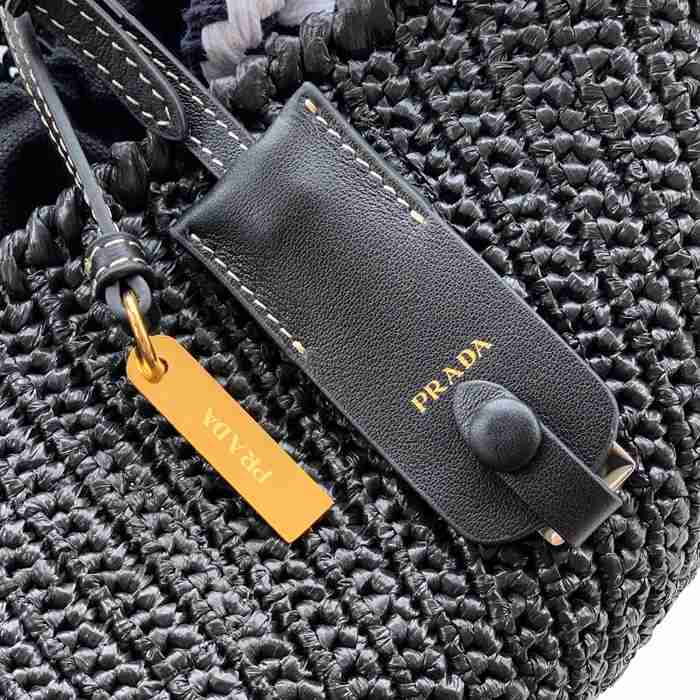 PRADA 1BA463 編み、レザー ゴールド ショルダーバッグ 編み、ヴィンテージ 26x14x11cm サイズ:26x14x11cm