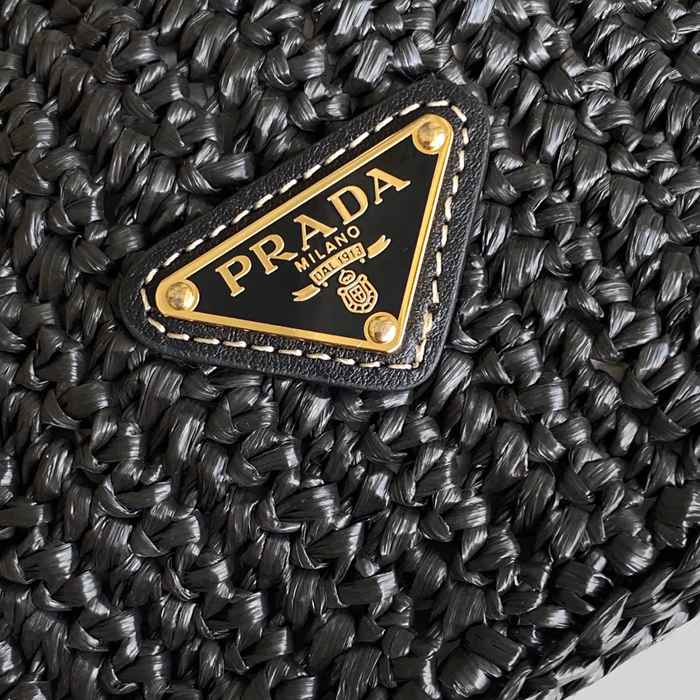 PRADA 1BE068 編み、レザー ゴールド 斜め掛けバッグ、ショルダーバッグ、ハンドバッグ、バケツバッグ 編み、クラシック 20x16x10cm サイズ:20x16x10cm