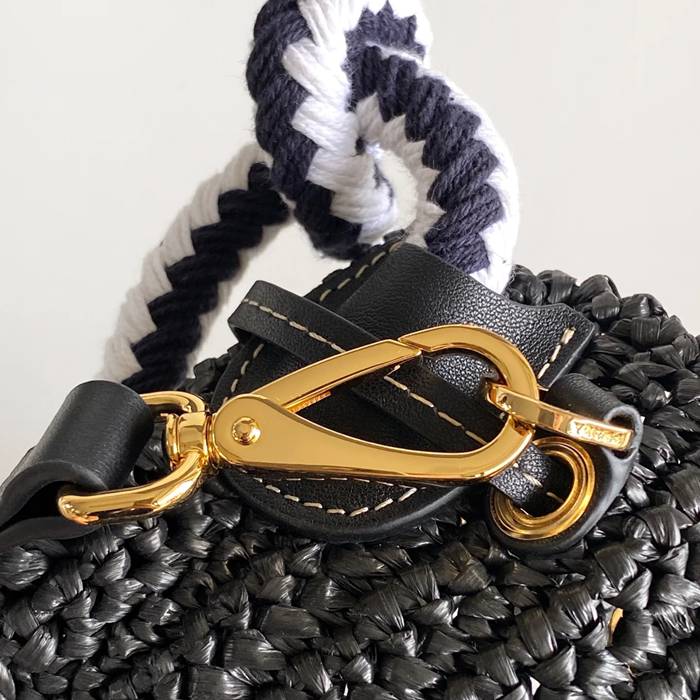 PRADA 1BE068 編み、レザー ゴールド 斜め掛けバッグ、ショルダーバッグ、ハンドバッグ、バケツバッグ 編み、クラシック 20x16x10cm サイズ:20x16x10cm