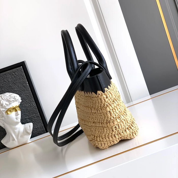 PRADA 1BG501 カーフスキン、編み プリント ショルダーバッグ、ハンドバッグ、トートバッグ 編み、トート、クラシック 21x16x10cm サイズ:21x16x10cm