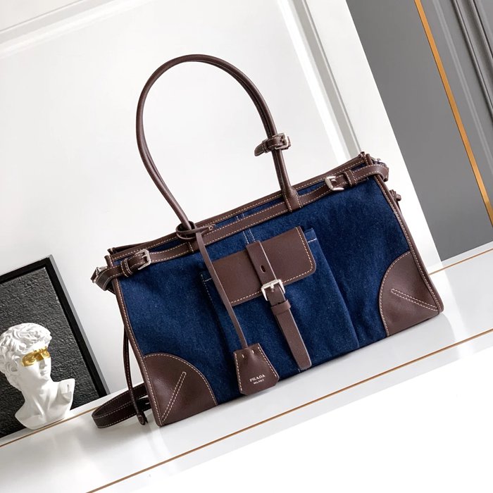 PRADA 1BA433 カーフスキン 斜め掛けバッグ、ショルダーバッグ、ハンドバッグ 大 38x24x12cm サイズ:38x24x12cm