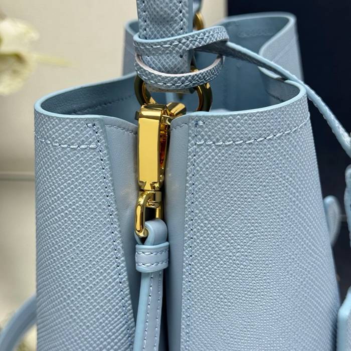 PRADA 1BA212 レザー ゴールド、プリント 斜め掛けバッグ、ショルダーバッグ、バケツバッグ クラシック 23x22x13cm サイズ:23x22x13cm