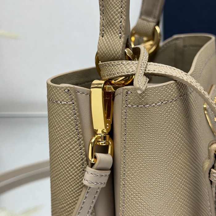 PRADA 1BA217 レザー ゴールド、プリント 斜め掛けバッグ、ショルダーバッグ、バケツバッグ クラシック、ミニ 18x17x10cm サイズ:18x17x10cm
